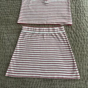Rails Women’s  Terry Cloth Red and White Striped Skirt Set~ S